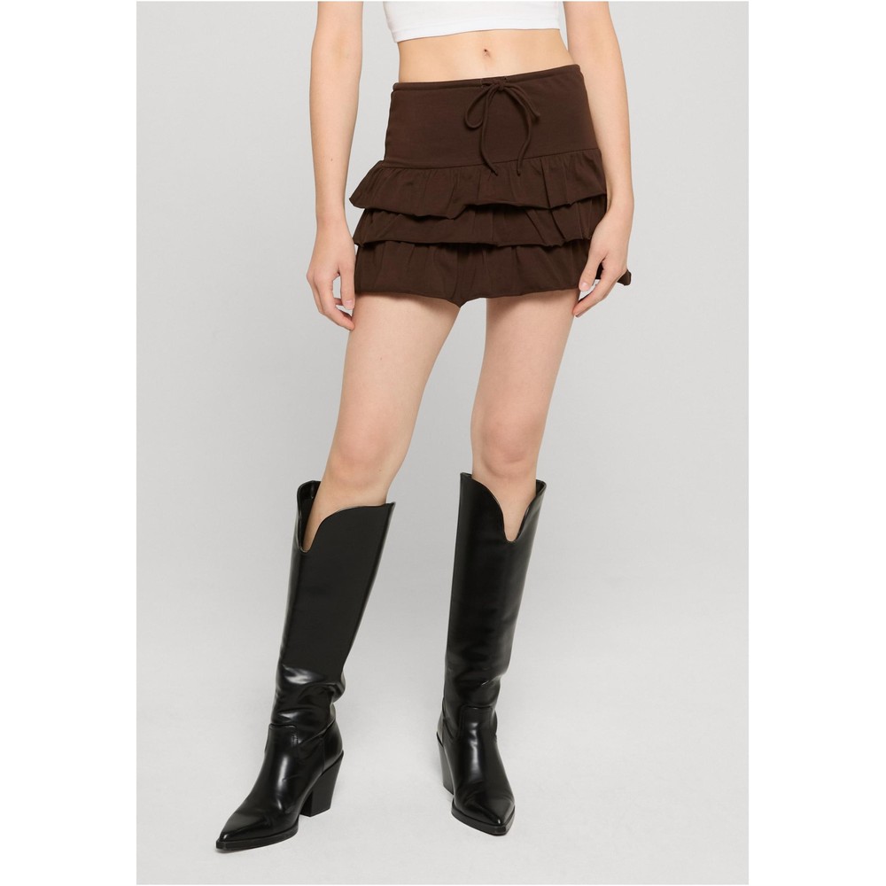 Urban Classics - Volants Jersey Korte rok - Bruin